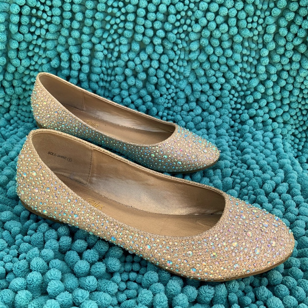 Women's Rhinestone Ballet Flats Shoes, Size 9
